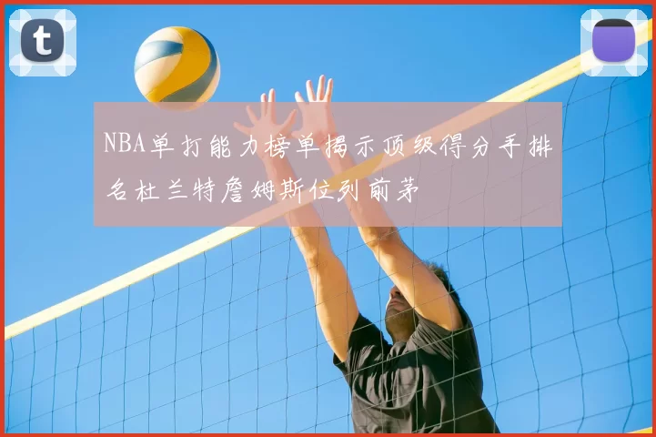 NBA单打能力榜单揭示顶级得分手排名杜兰特詹姆斯位列前茅